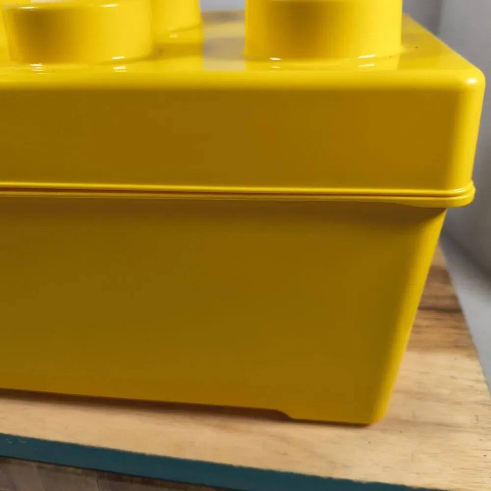 LEGO Storage Brick Container Yellow 8 Stud Hard Plastic LEGOS 6 inch lot of 3